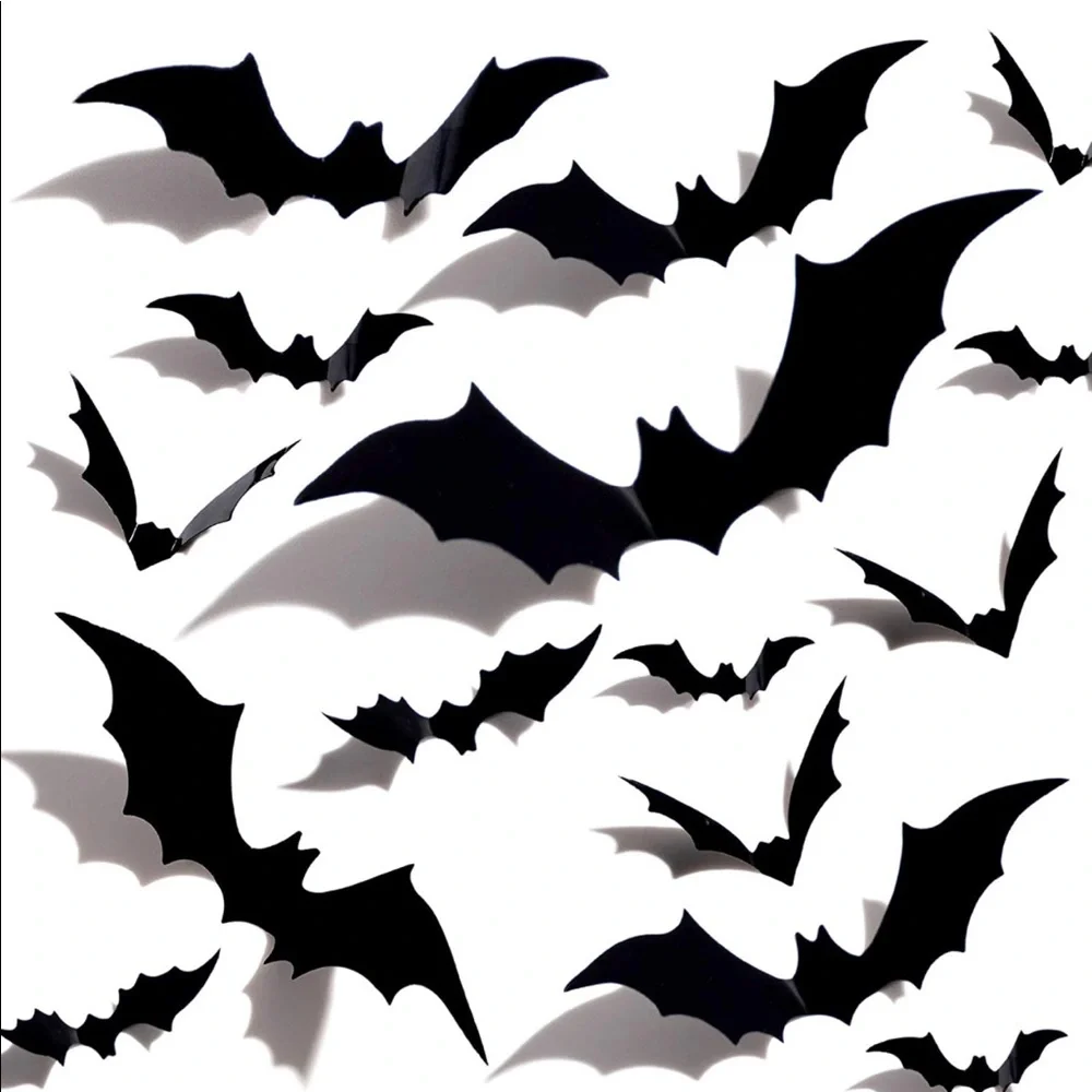 Halloween 3D Bats Decorations, 128 PCS 4 Mixed Sizes and pattern Wall Wi…